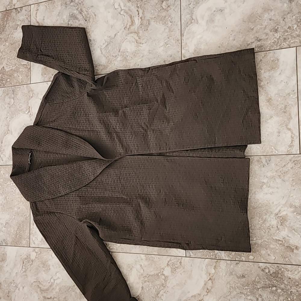 EILEEN FISHER TEXTURED COTTON BLEND LING DUSTER JACKET W POCKETS EUC